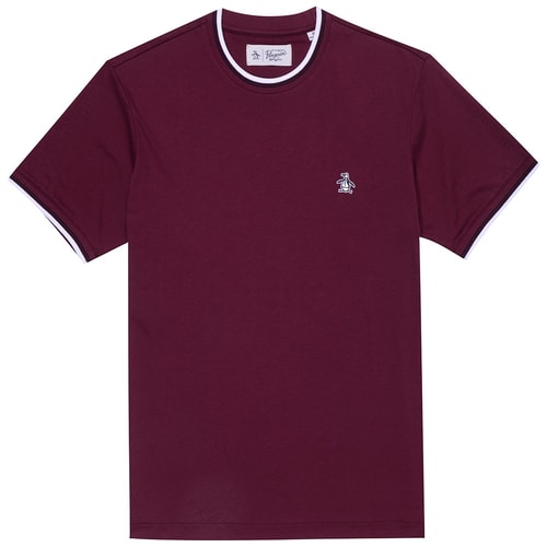 Original Pinguin Kurzarm Ringer T-Shirt Tawny Port